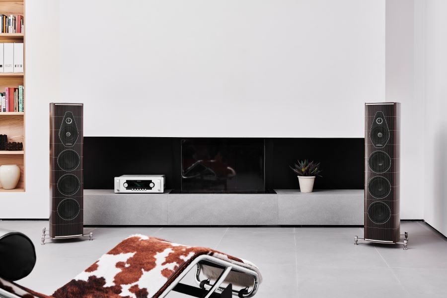Two Sonus faber Olympica Nova loudspeakers in a home’s listening room.