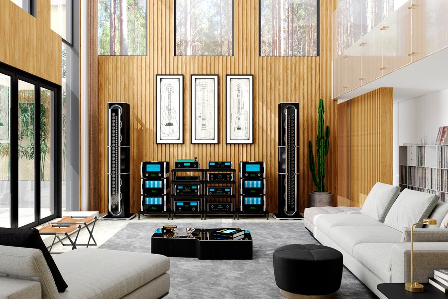 A listening room with McIntosh audio equipment.